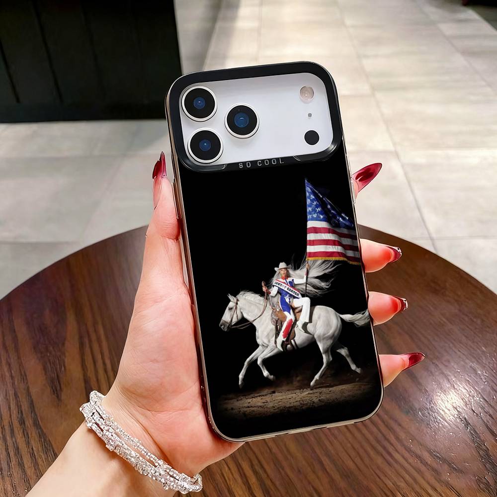 C-Carter Cowboy B-BEYONCE  Case For iPhone 16,15,14,17,13,12,11,Mini,Pro,SE,XS,MAX,Air,Black Matte Silicone Cover