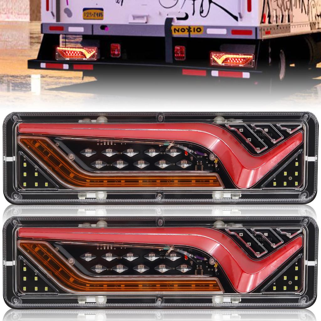 Ygmylandbb LED Truck Tail Sequential Flowing Turn and Small Rear Set of 2 and for and Boats Lights, 12V, Signals, Tail, Brake, Lights, Combination,