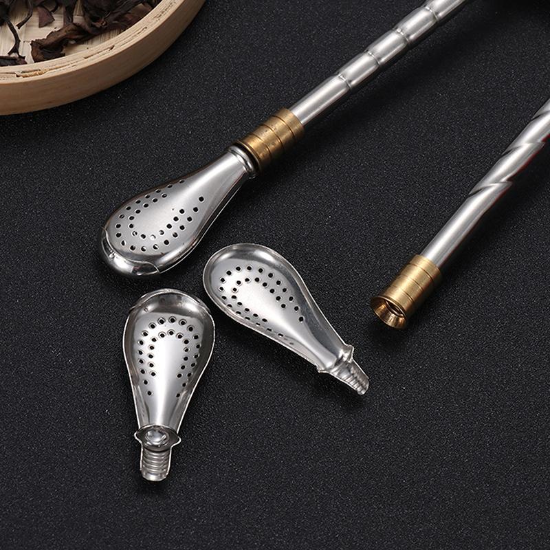 1Pcs Drinking Straw Yerba Mate Tea Spoon Drinkware Stainless Steel Reusable Straws Metal Washable Tea Filter Cocktail Drinkware Bar