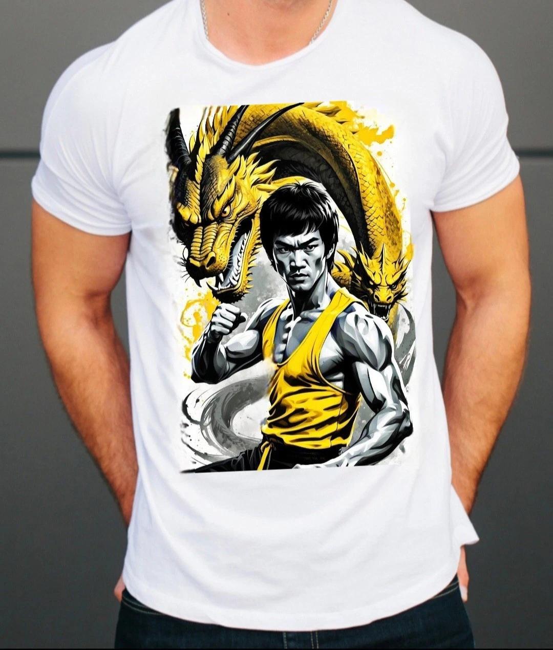 Dragon T-shirt Gym Sports Vibrant Top Clothing Soft Stylish Bodybuild Bruce XXXL