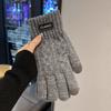 Autumn and winter new men's business knitted wool gloves cold-proof and warm thickened personalized fashion jacquard full finger