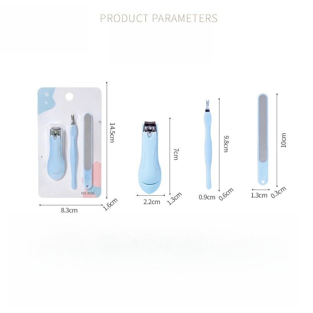 3-Piece Manicure and Manicure Set, Stainless Steel Nail Clippers Polished Nail Grinding Strip V-shaped Dead Skin Fork