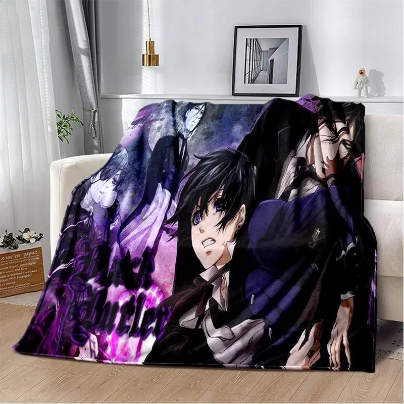 3D Anime Black Butler Cartoon Blanket,Soft Throw Blanket for Home Bedroom Bed Sofa Picnic Travel Office Rest Cover Blanket Kids