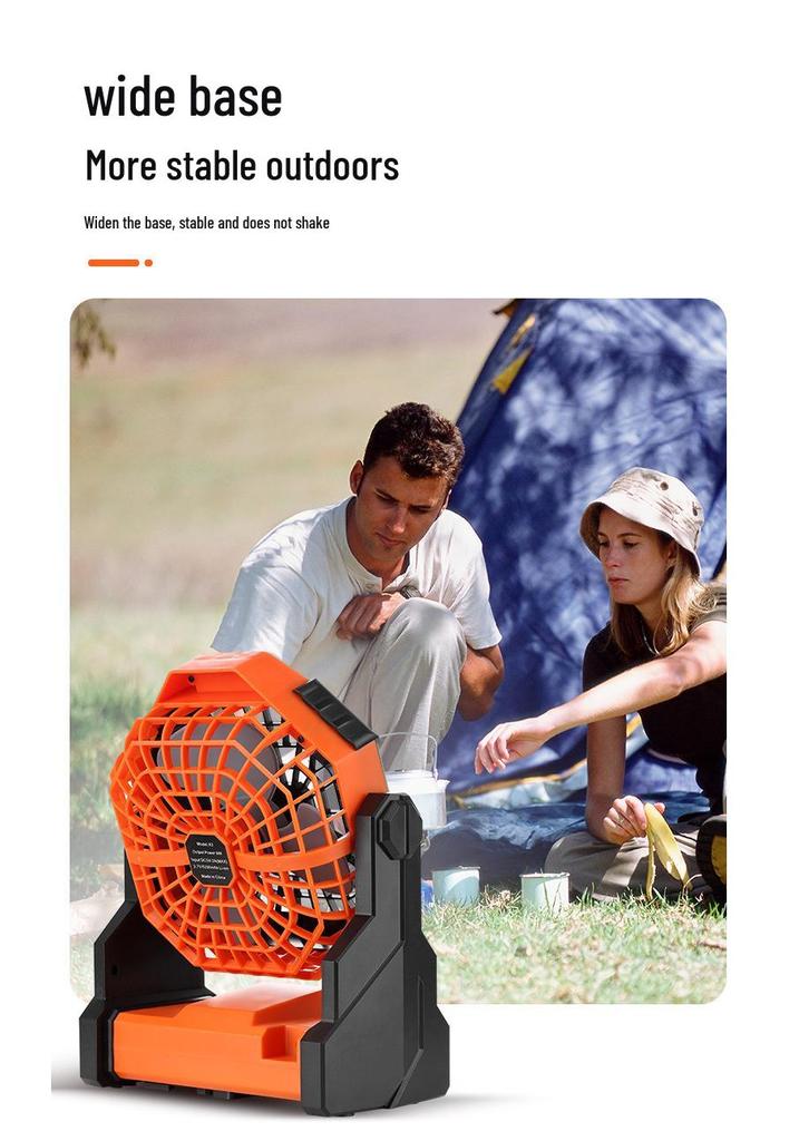 Rechargeable USB Tent Fan with LED Light - Portable, High Power for Camping