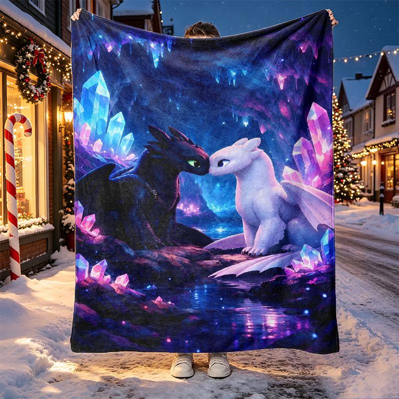How to Train Your Dragon Pattern Blanket for Home Decoration, Bed, Sofa, Car Travel, Camping, Suitable for All Seasons, Birthday Christmas Gift