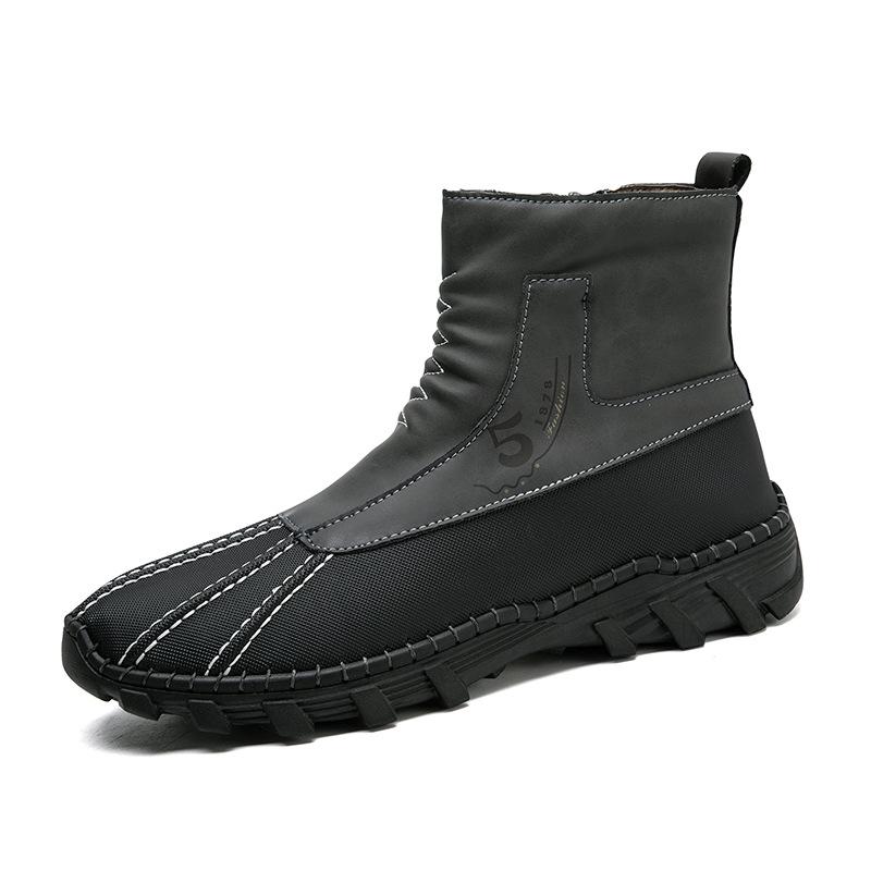 Men's High-Top Martin Boots: Fashionable Zipper, Outdoor, Large Size, Handmade Leather for Autumn & Winter