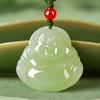 Women's Natural Xinjiang Hetian Jade Laughing Buddha Pendant Necklace - Perfect Gift for Girlfriend