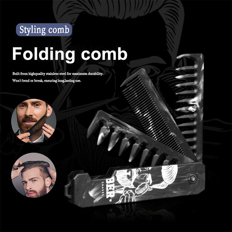 Multifuncional Portable Plastic Fine Wide Tooth Folding Pocket Comb Barber Men Oil Head Beard Combs Hair Styling Wide Tooth Comb