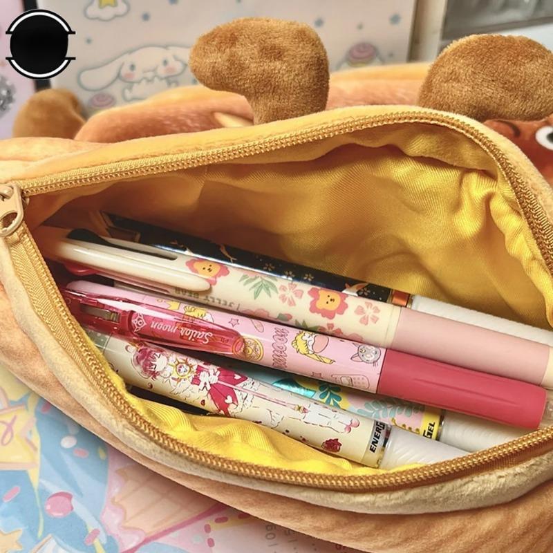 1pcs Fun Bread Cute Plush Creative Pencil Bag School Stationery Bag Multi Functional Pen Bag Wallet Handbag Learning Supplies