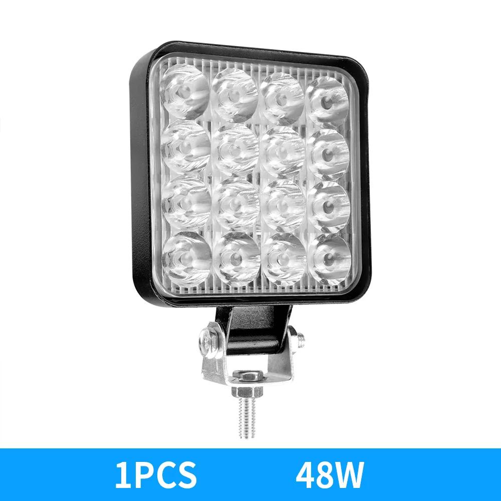 

48W 16SMD Work Light LED Car Front Fog Light 12V Truck SUV 4X4 4WD Engineering Headlights Off-road Headlamp Spotlight