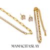 MamacitaSlay 316L Stainless Steel AAA Zircon Asymmetrical Necklace Bracelet Earrings 18K Gold Plated Waterproof Jewelry Set Gift