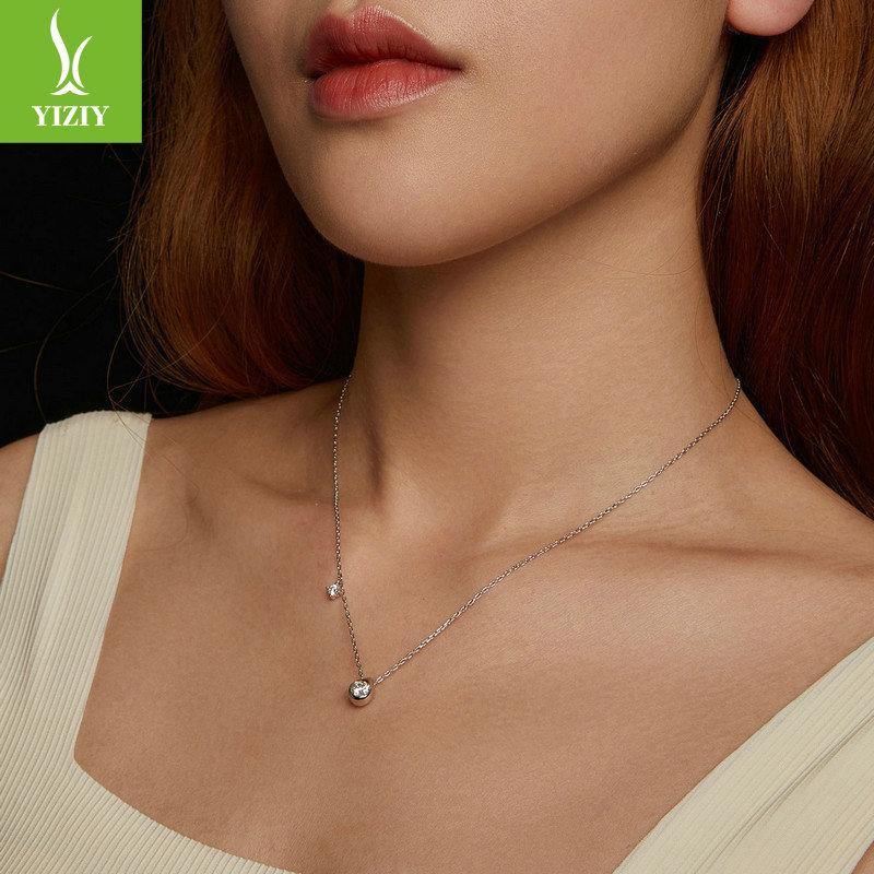 50 Points Moissanite Water Drop Necklace, Charm Temperament S925 Sterling Silver Sparkling Collarbone Chain Jewelry