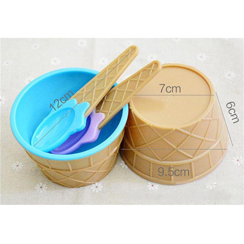 Buy Children Plastic Ice Cream Bowls Spoons Set Ice Cream Cup Dessert