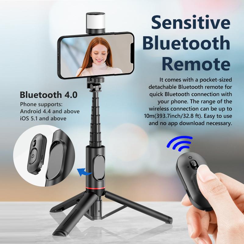 Axnen Wireless Bluetooth Phone Telescopic Selfie Stick Tripod With Fill Light 3 In 1 Wireless Bluetooth Selfie Stick