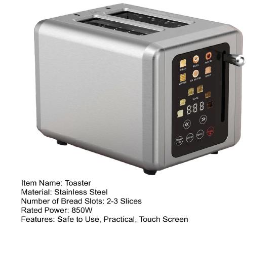 Bread Machine 6 Shade Settings Easy To Clean Digital Timer Toaster with Sound Function Smart Extra Wide Slots Toaster