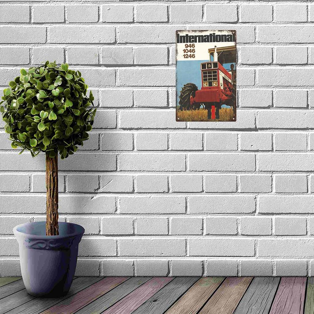 Country Lane with an Antique Farm Truck Rolling By Vintage Metal Wall Sign Decor Poster Frames Garage Living Room