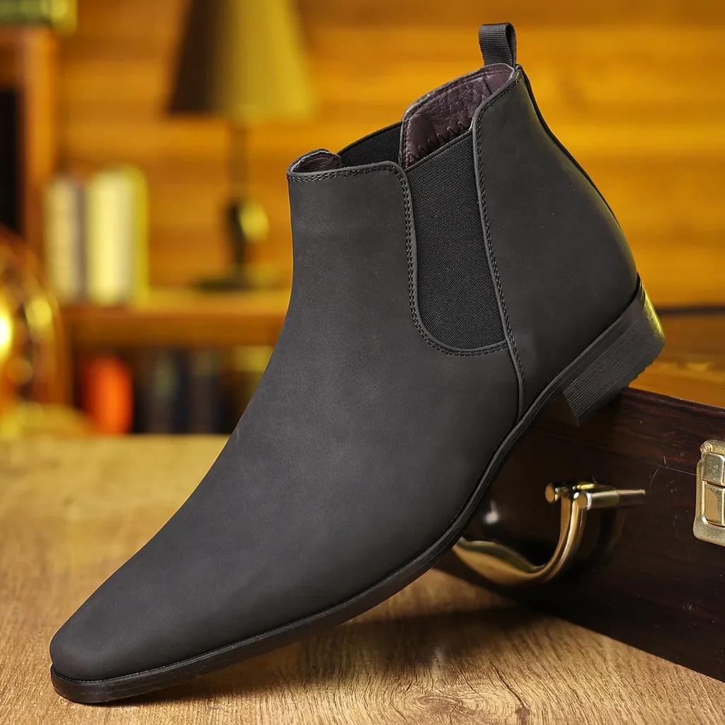 Stivali Uomo Stivaletti Chelsea Classici Moda Casual Alla Caviglia Botas Stivaletti Eleganti in Pelle per Uomo Stile Britannico Stivaletto Corto Botas