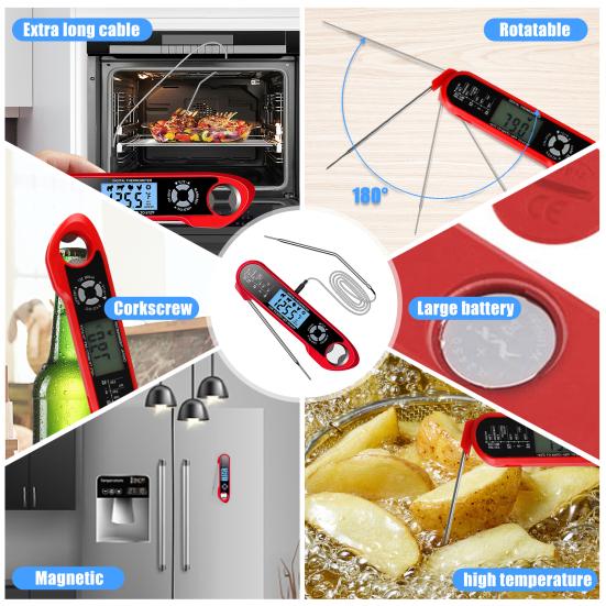 Ofen Fleisch Sicher Sofortablesend 2 in 1 Doppel-Sonde Lebensmittel Thermometer