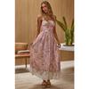 A New Summer Vacation Style French Floral Cinched-waist Slimming Color-block Halter Dress