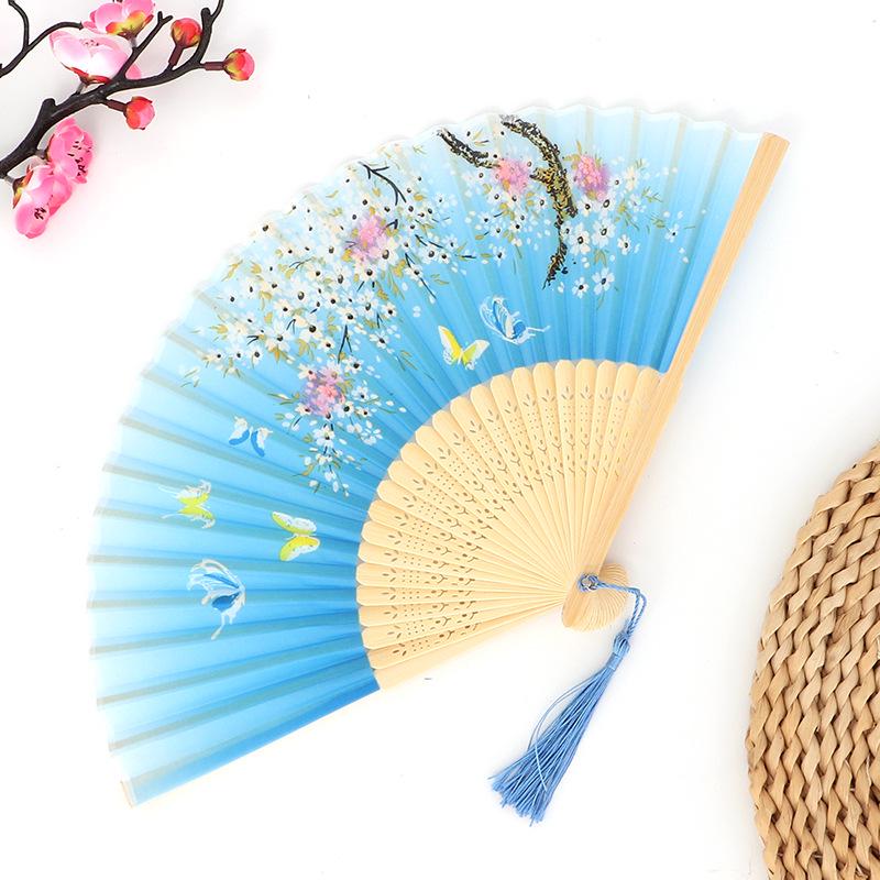 Hanfu skládací vějíř pro ženy inspirovaný japonským a čínským stylem – Scénický tanec bambusový styl