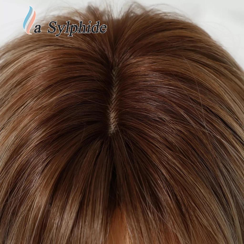 High-Temperature Resistant Gold Wig for Women - Long Curly Hair with Natural Bangs