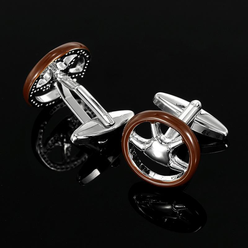 Unusual Car Steering Wheel Design Personalized Cufflinks Men's Premium Formal Suit Shirt Zircon Luxury Alloy Sleeve Cuff Link