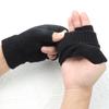 Black Short Half Finger Fingerless Knit Gloves Solid Color Half Finger Knitted Mitten Autumn Winter Outdoor Motor Driving Gloves