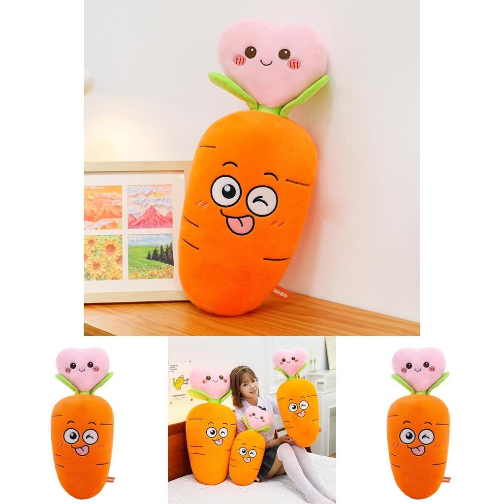 Creative Carrot Pillow Plush Toy With Embroidered Face For Kids And Girls