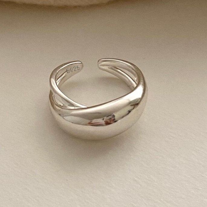 925 Sterling Silver Rings For Women Geometric Fine Jewelry Finger Adjustable Gold Interware CZ Ring For Party Birthday Gift