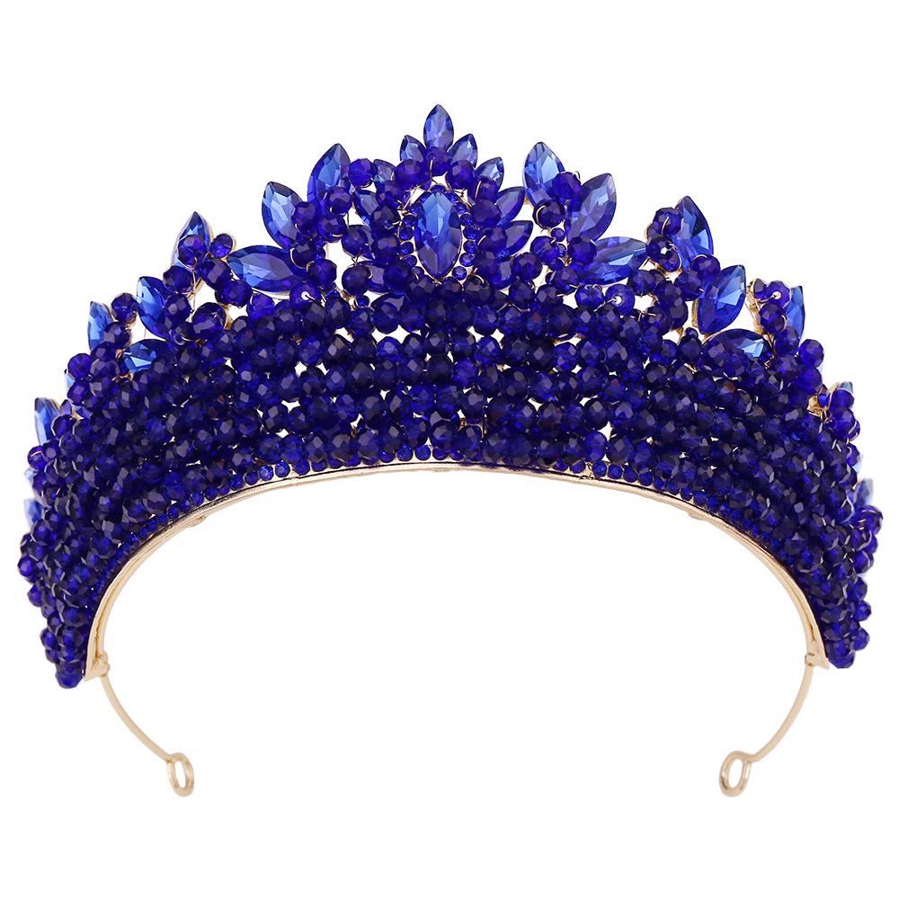 

European and American Bridal Crown Jewelry Premium Ball Performance Dress Accessories Luxury Full Diamond Alloy Crystal Beaded Crown 2026 15.5*7.5CM