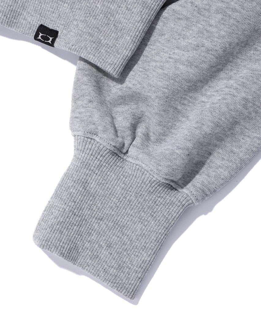 Critic Crop Wormhole Logo Hoodie Zip-Up Melange Gray