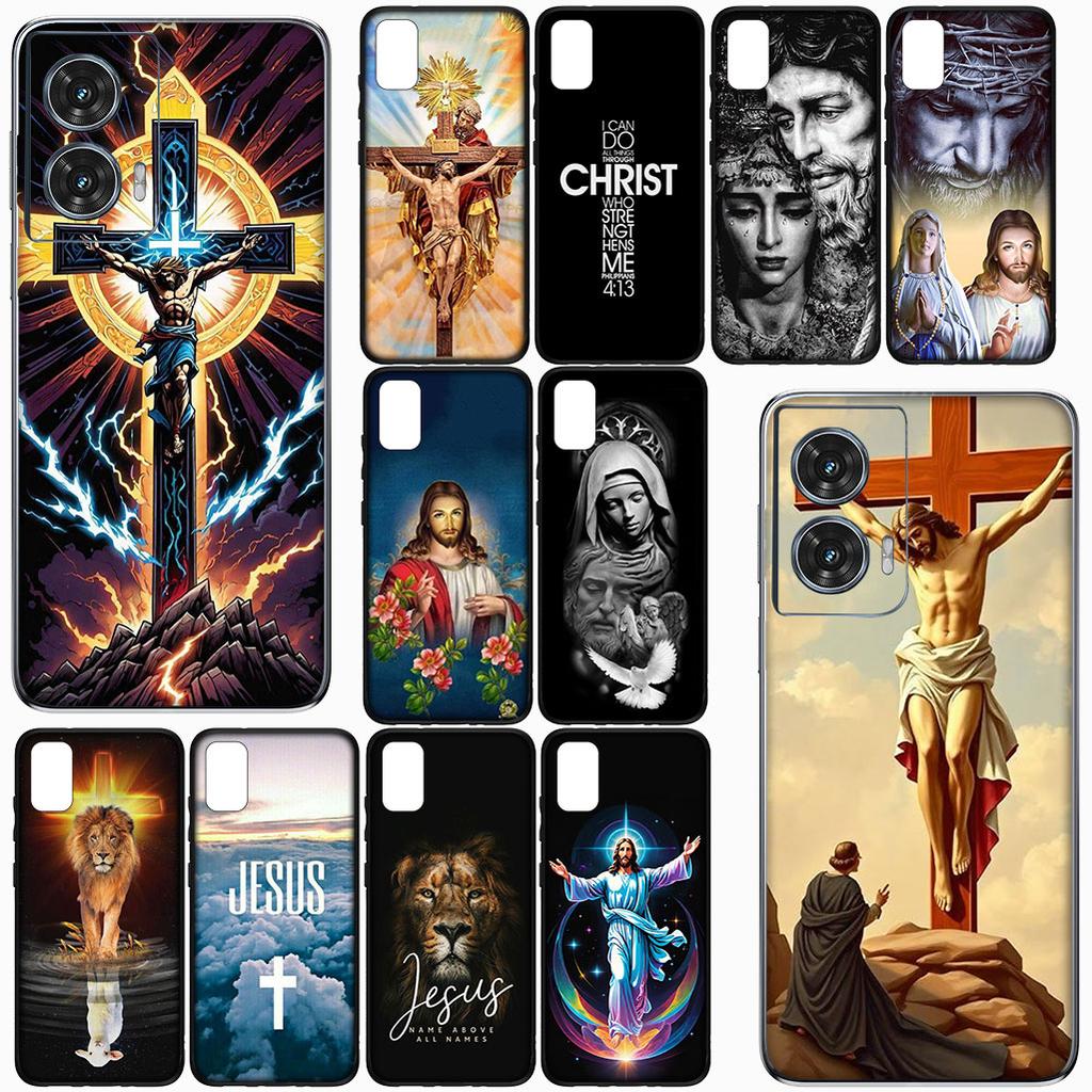 Cover for Motorola Moto Edge 50 30 One Fusion 40 neo Ultra Pro 20 Lite G50 G85 G84 E15 E14 Phone Case God Jesus Judah Cross