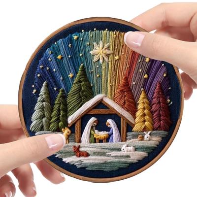 Stitch Heilige Geschichte Zählstickerei Stempelstickerei Set Kreuzstich Nadelspitze Set Die Geburt Stickerei Set für Erwachsene Anfänger