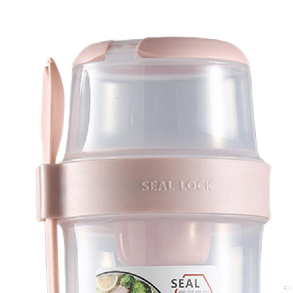 Breakfast Salad Cup Cereal Double Layer Multiuse Container for Lunch Dessert