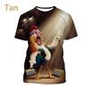 Chicken 3D Printed Short Sleeved T-shirt Summer Breathable Polyester Simple Round Neck Top