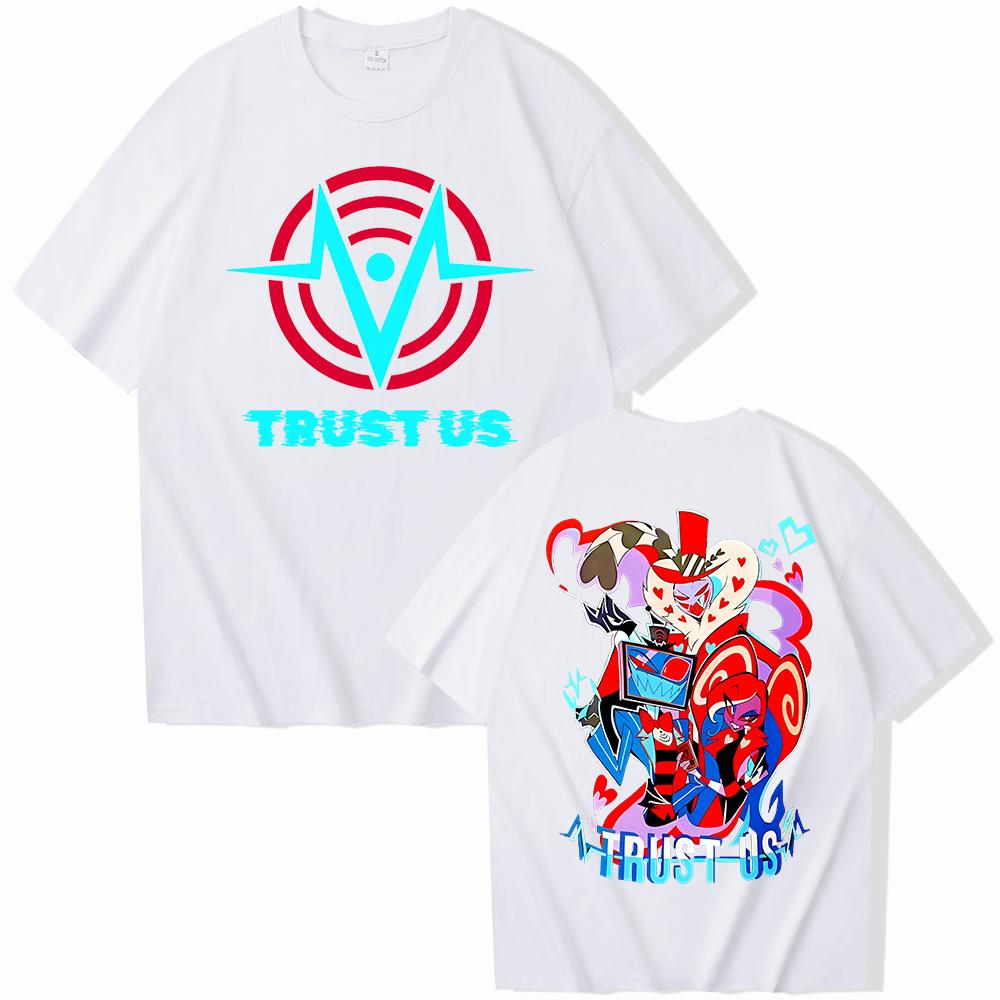 2026 Anime Hazbin Hotel Trust Us Tshirt Woman Man Harajuku Round Neck Tshirt  Hazbin Hotel  Mens Tshirt 2026 Womens Tshirt