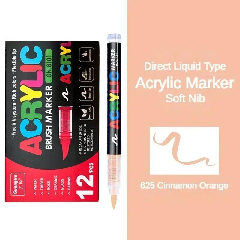 GUANGNA 168-12 Colors Acrylic Marker Pen for Rock Painting Brush Tip Paint Marker Christmas Markers Waterproof Art Supplies