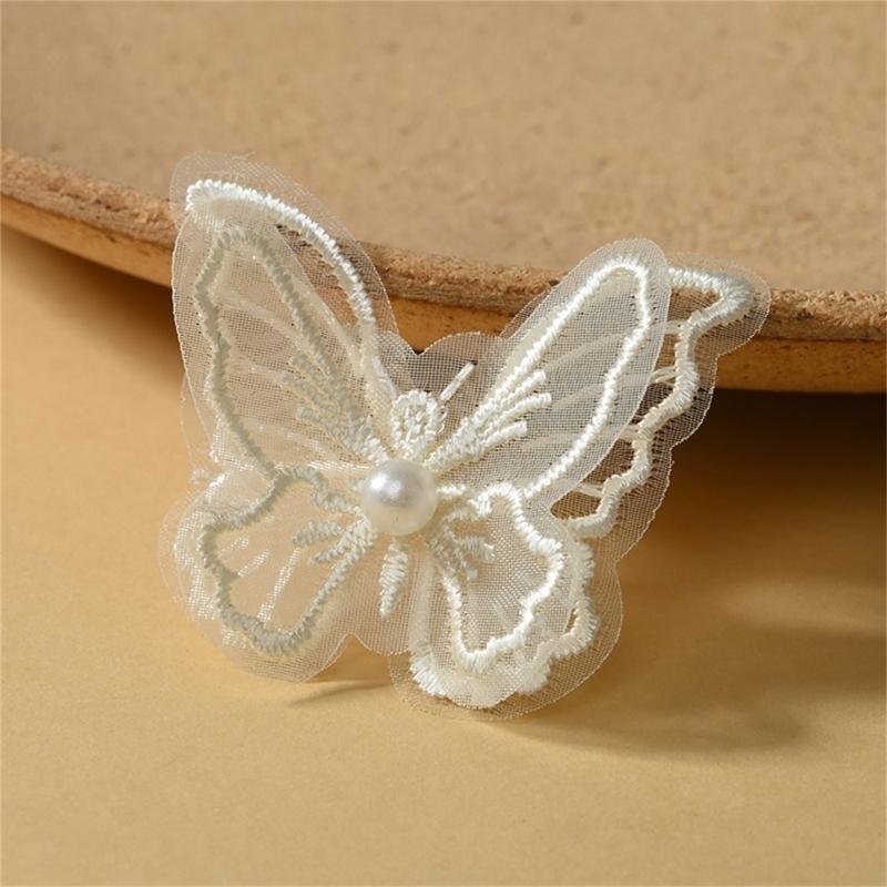 Fabric Pearls Embroidered Butterfly Sewing Accessories For Craft And Fashion