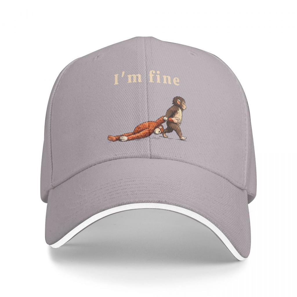 Baseball Caps Sad Monkey Punch Meme With An Orange Toy I'm Fine Awesome Casquette FeUnisex Unisex Outdoor Spring Hats