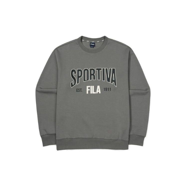 

FILA Letter And Number Print Crew Neck Pullover Long Sleeve Sweatshirt Unisex sweatshirt Dark-Gray FS2POF3108X-DGY L