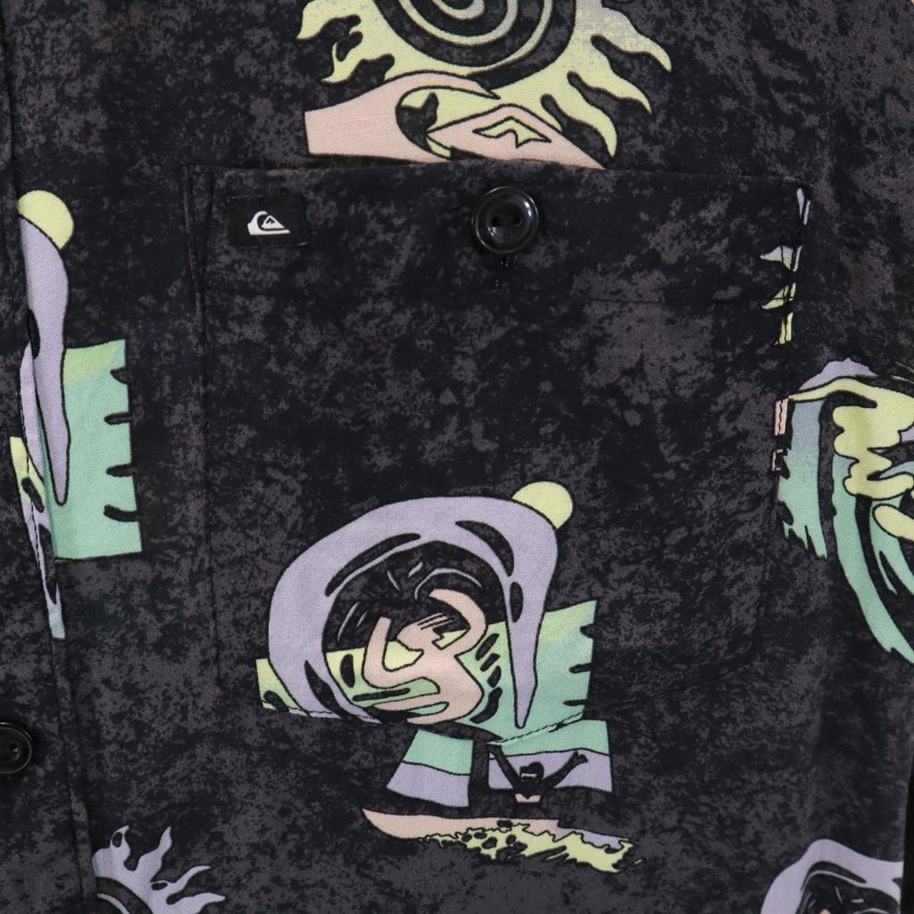 Quiksilver Overall handle Short sleeve shirt M Black Men's Used