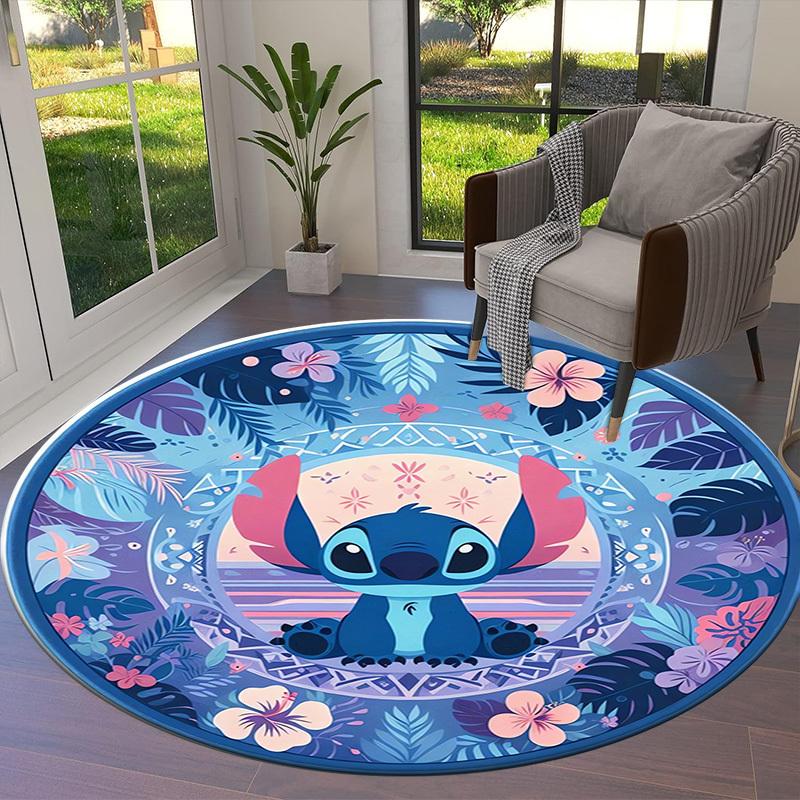 1pc Lilo and Stitch Tropical Mandala Round carpet, Made of Polyester,Perfect for Decorating Office Chairs, Living Rooms,fplt215