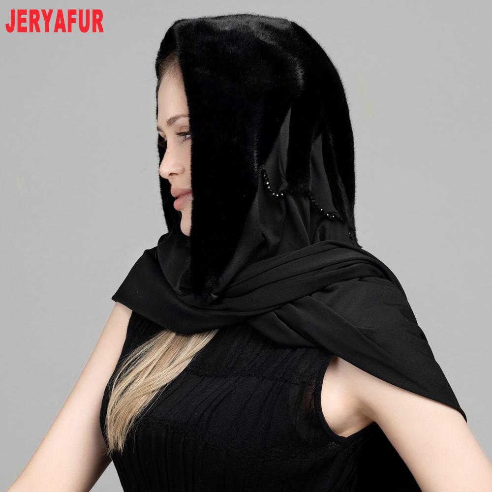JERYAFUR Women Faux Fur Hooded Scarf, 2‑in‑1 Warm Plush Hat Scarf Combo for Cold Winter Daily Outdoor Wear