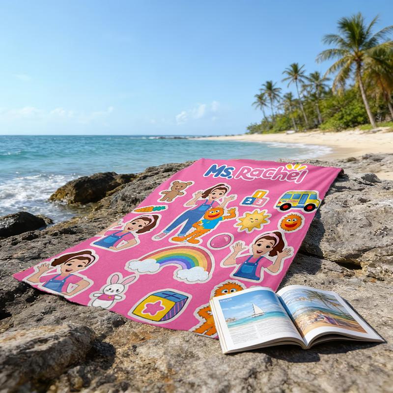 1pc Ms Rachel3 Beach Towel, Beach and Seaside Swimming Pool Equipment, Fashion Pattern, Rectangular, Travel Essentials