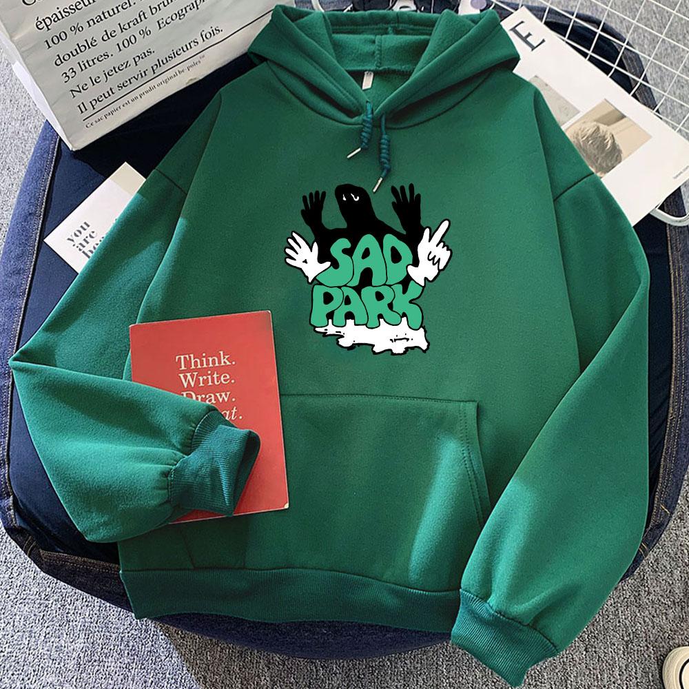 Women Clothes Band Sad Park Graphic Hoodies Casual Long Sleeve Harajuku Fashion Sweatshirts Moletom Winter Warm Hooded Pullovers
