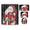 Christmas Shower Curtain Floor Mat Combination Four-Piece Set Bathroom Non-Slip Mat Toilet Absorbent Door Mat Carpet