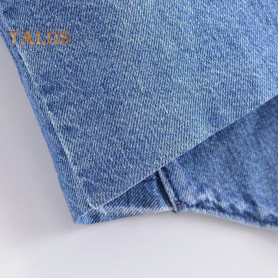 Kvinnor Denim Väst Kjol V-hals Ärmlös Enkelknäppt Kofta Väst Enfärgad Fickor Slim Fit Knapp Dragkedja Stängning Minikjol