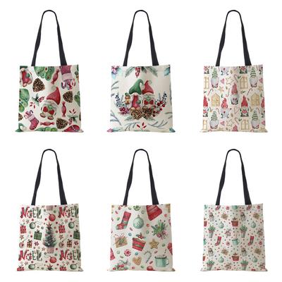 Weihnachten Weihnachtsmann Harajuku Canvas Shopper Tasche Weihnachtssocken Geschenk Wiederverwendbare Umhängetasche Große Kapazität Falttasche Handtasche
