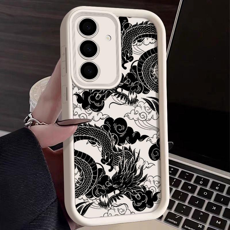 Dragon Clouds Line Art Pattern Tiger S25Ultra Phone Case For Samsung Galaxy S25 S24 S23 Ultra 5G S22 S20 Plus S21 FE Cover Funda