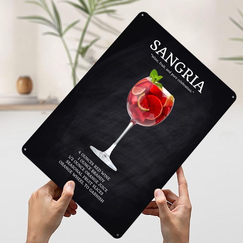 

Sangria Recipe Poster Customized Wall Art Vintage Metal Signs Retro Tin Plaque for Man Cave Living Room Decorations Wand Deko 20x30cm（7.8x11.8inch）